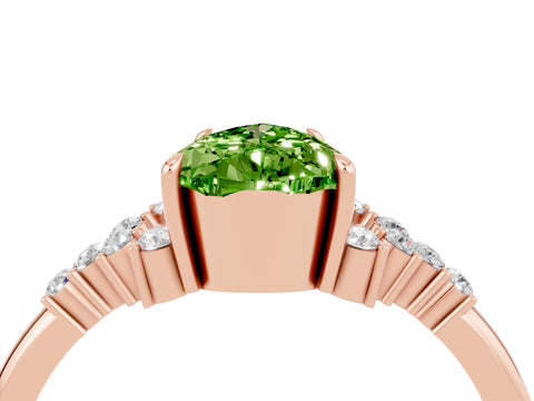 Rose gold Pear Cut Peridot Ring with Side Stones and Four-Prong Setting_40