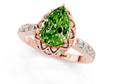 Rose gold Pear Cut Peridot Scalloped Halo Engagement Ring with Round Shared Prong Band_25