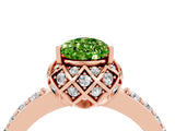 Rose gold Pear Cut Peridot Scalloped Halo Engagement Ring with Round Shared Prong Band_28
