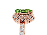 Rose gold Pear Cut Peridot Scalloped Halo Engagement Ring with Round Shared Prong Band_29