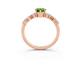 Rose gold Pear Cut Peridot Scattered Round Accent Ring with Prong Setting_15