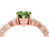 Rose gold Pear Cut Peridot Scattered Round Accent Ring with Prong Setting_16