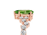 Rose gold Pear Cut Peridot Scattered Round Accent Ring with Prong Setting_17
