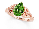 Rose gold Pear Cut Peridot Solitaire Celtic Knot Ring with Four-Prong Setting_13