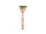 Rose gold Pear Cut Peridot Solitaire Celtic Knot Ring with Four-Prong Setting_14