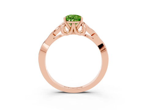 Rose gold Pear Cut Peridot Solitaire Celtic Knot Ring with Four-Prong Setting_15
