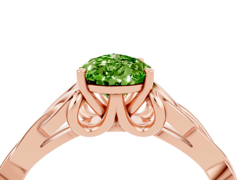 Rose gold Pear Cut Peridot Solitaire Celtic Knot Ring with Four-Prong Setting_16