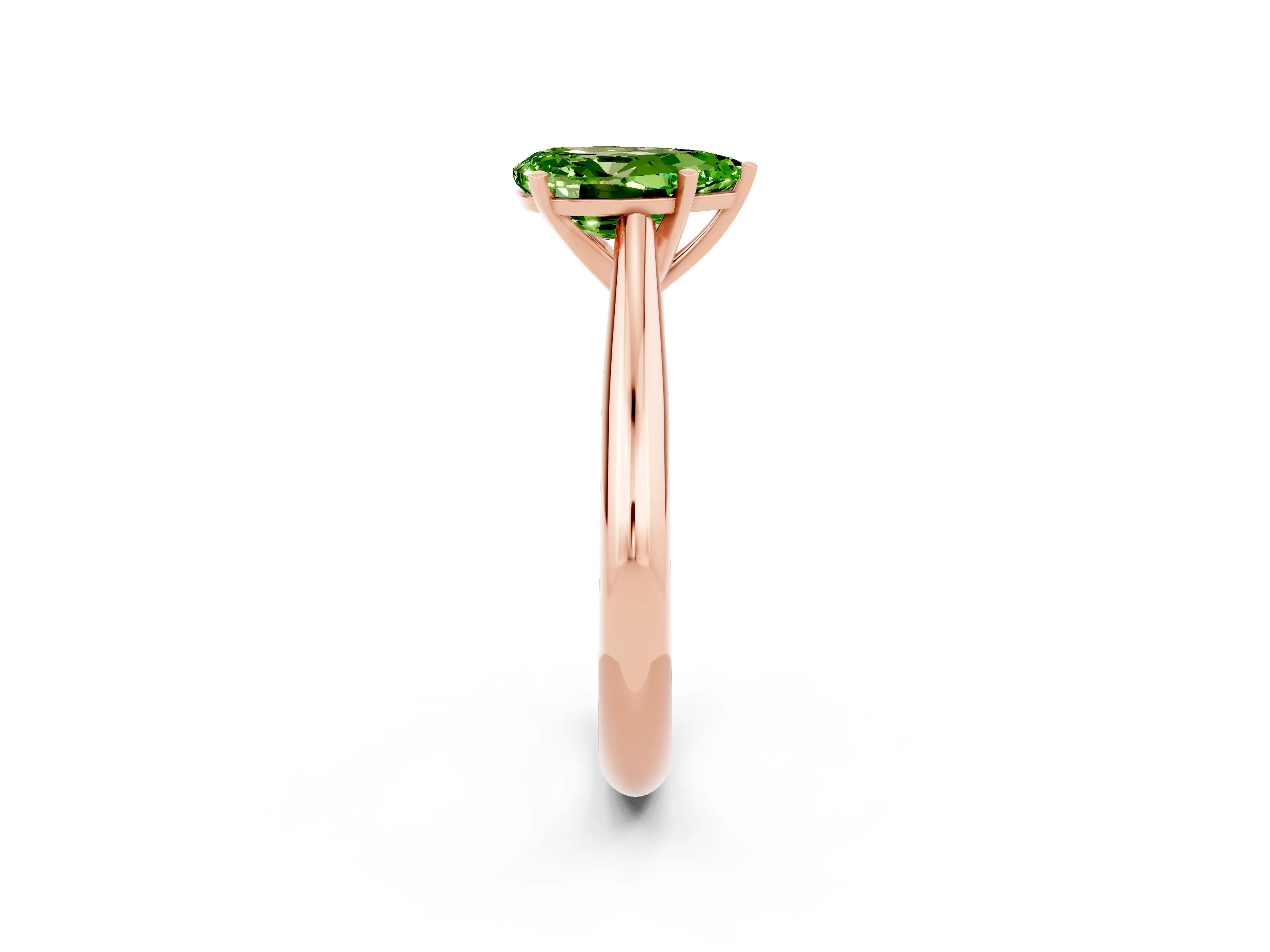 Rose gold Pear Cut Peridot Solitaire Engagement Ring with Cathedral Setting and Four-Prong Mount_14