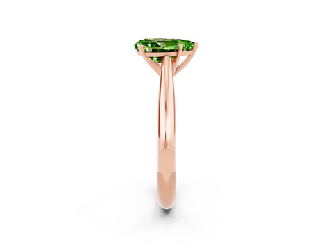 Rose gold Pear Cut Peridot Solitaire Engagement Ring with Cathedral Setting and Four-Prong Mount_14