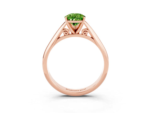Rose gold Pear Cut Peridot Solitaire Engagement Ring with Cathedral Setting and Four-Prong Mount_15