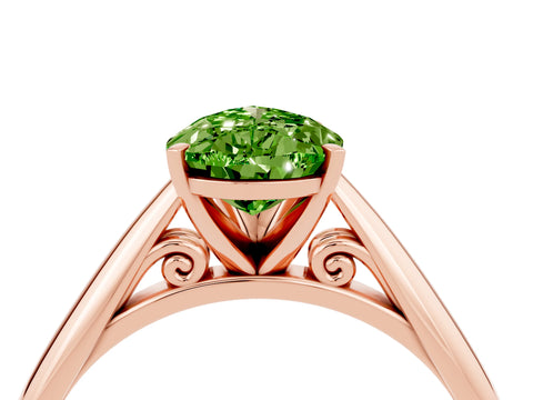 Rose gold Pear Cut Peridot Solitaire Engagement Ring with Cathedral Setting and Four-Prong Mount_16
