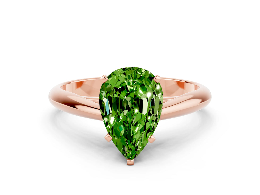 Rose gold Pear Cut Peridot Solitaire Engagement Ring with Cathedral Setting and Four-Prong Mount_66