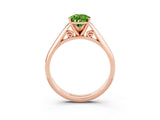 Rose gold Pear Cut Peridot Solitaire Engagement Ring with Cathedral Setting and Four-Prong Mount_69