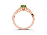Rose gold Pear Cut Peridot Solitaire Engagement Ring with Celtic Knot Band and Four-Prong Setting_3