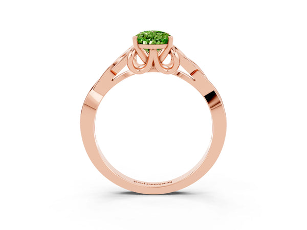 Rose gold Pear Cut Peridot Solitaire Engagement Ring with Celtic Knot Band and Four-Prong Setting