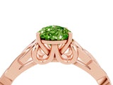 Rose gold Pear Cut Peridot Solitaire Engagement Ring with Celtic Knot Band and Four-Prong Setting_4