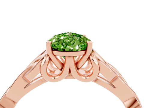 Rose gold Pear Cut Peridot Solitaire Engagement Ring with Celtic Knot Band and Four-Prong Setting_4