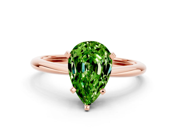 Rose gold Pear Cut Peridot Solitaire Engagement Ring with Classic Band and Four-Prong Setting