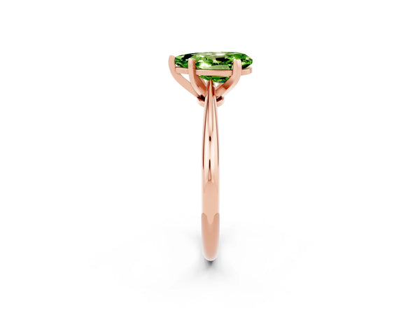 Rose gold Pear Cut Peridot Solitaire Engagement Ring with Classic Band and Four-Prong Setting
