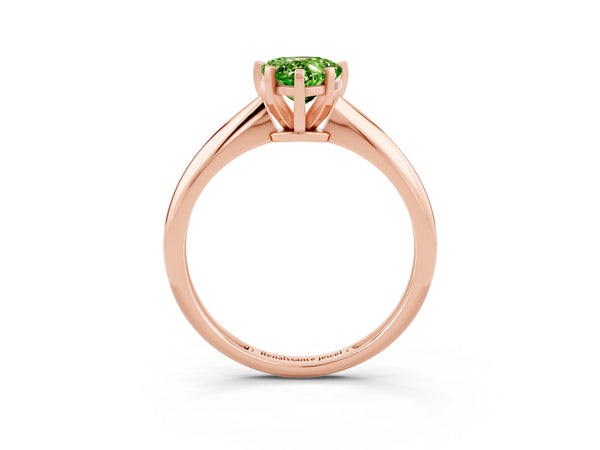 Rose gold Pear Cut Peridot Solitaire Engagement Ring with Classic Band and Four-Prong Setting