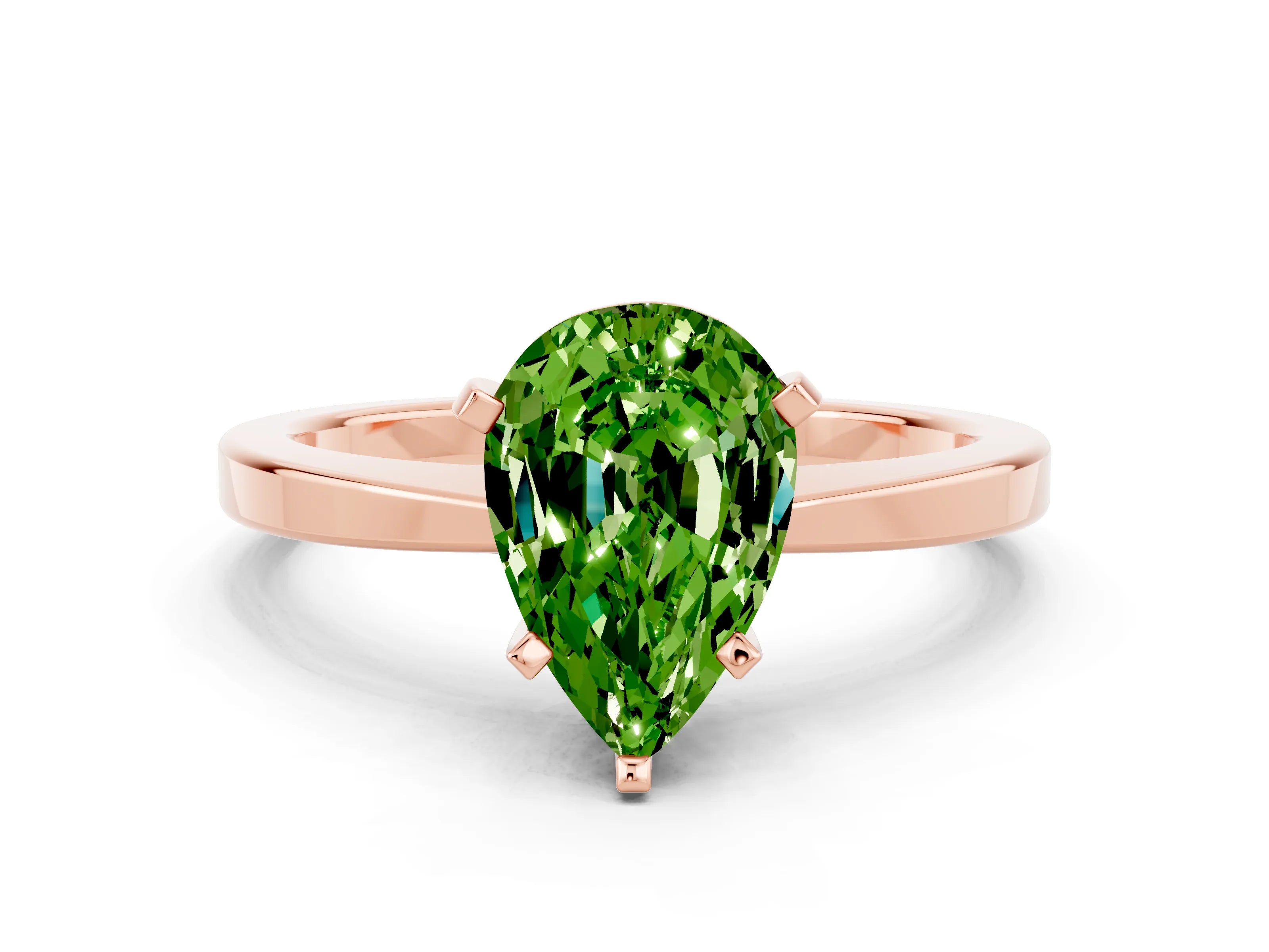 Rose gold Pear Cut Peridot Solitaire Engagement Ring with Classic Band and Four-Prong Setting_24