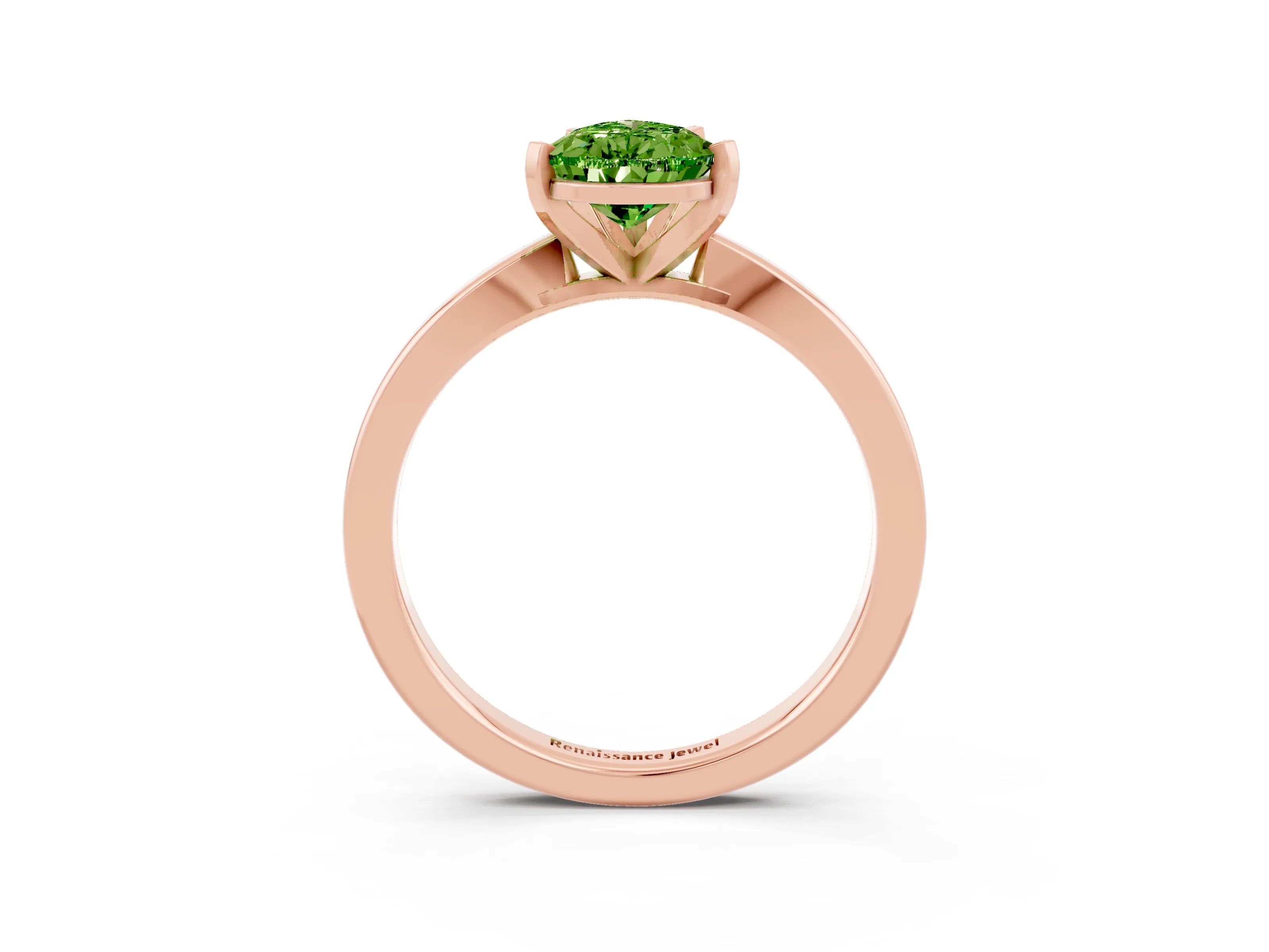 Rose gold Pear Cut Peridot Solitaire Engagement Ring with Classic Band and Four-Prong Setting_27