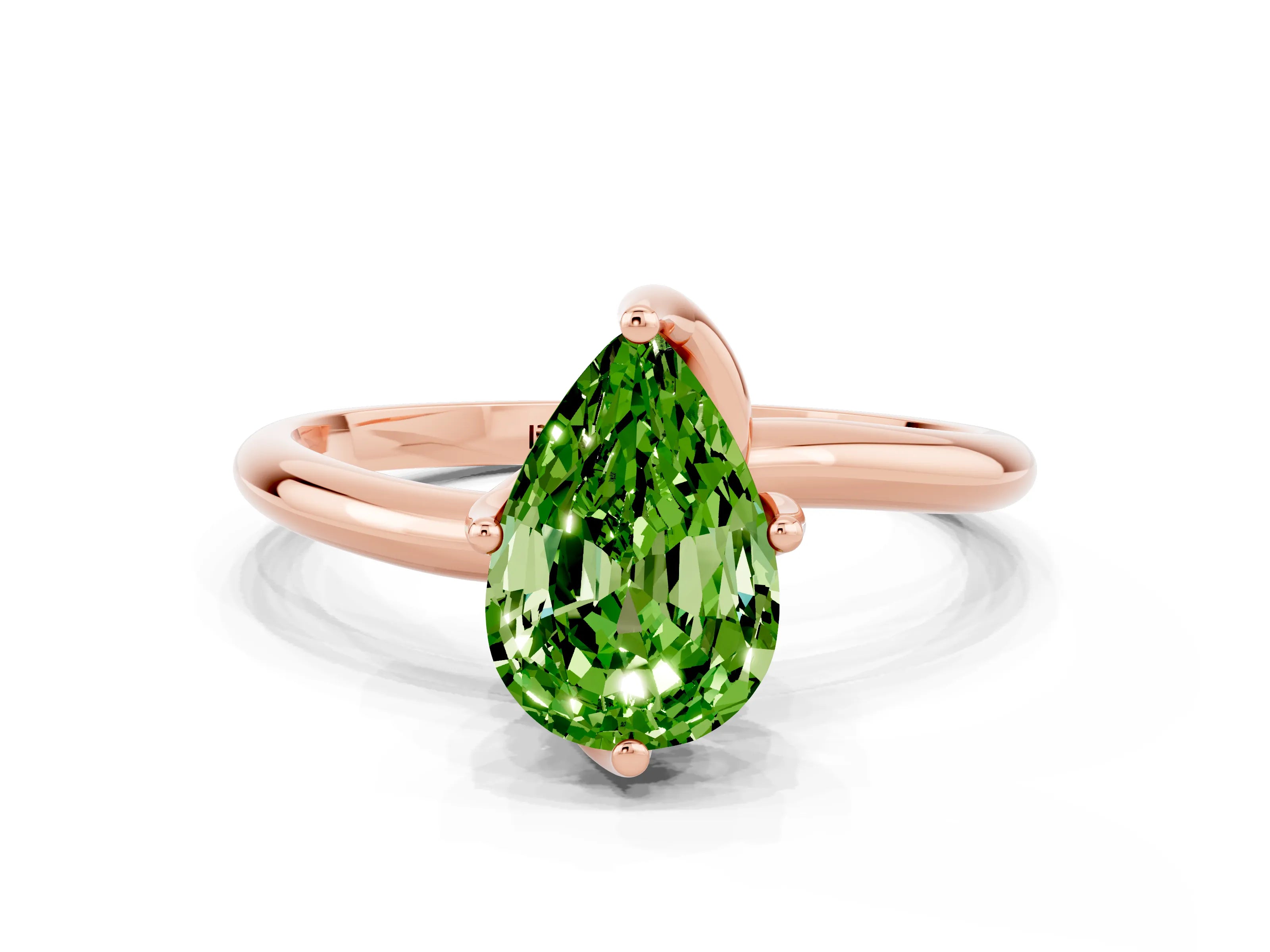 Rose gold Pear Cut Peridot Solitaire Engagement Ring with Four-Prong Setting and Classic Band_12