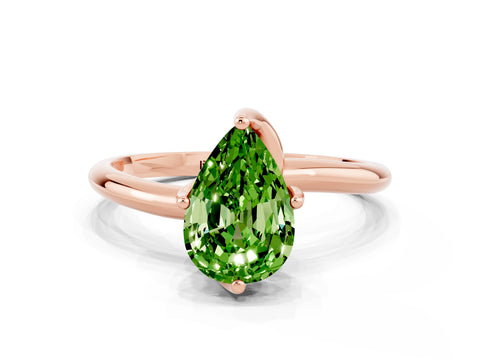 Rose gold Pear Cut Peridot Solitaire Engagement Ring with Four-Prong Setting and Classic Band_12