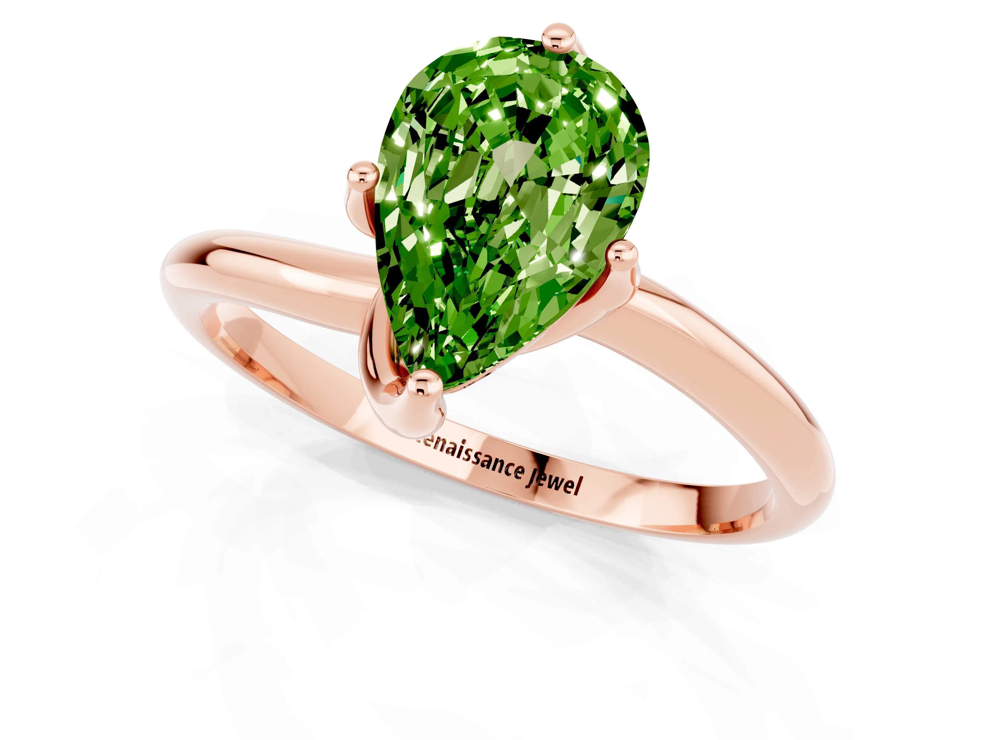 Rose gold Pear Cut Peridot Solitaire Engagement Ring with Four-Prong Setting and Classic Band_13