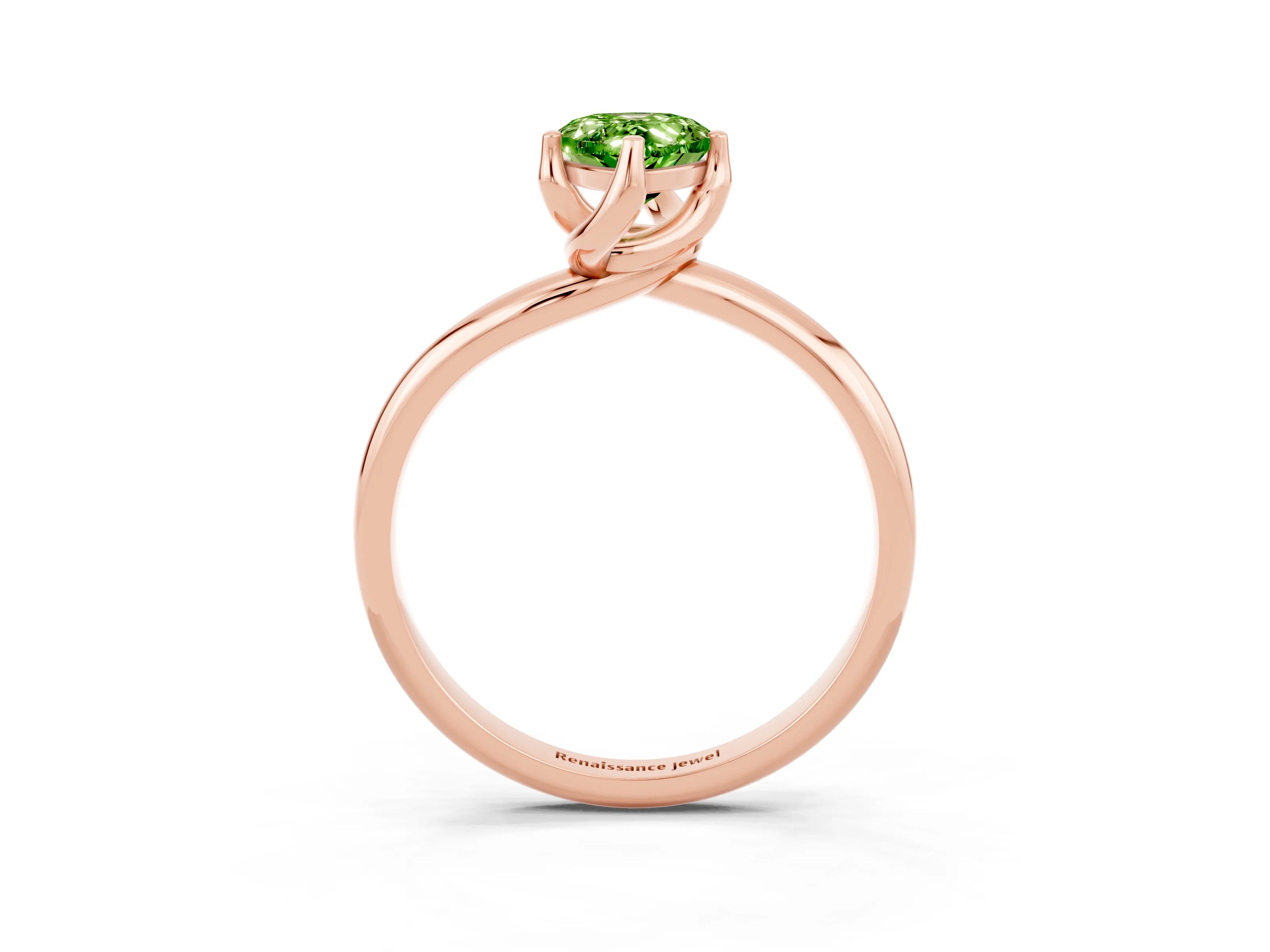 Rose gold Pear Cut Peridot Solitaire Engagement Ring with Four-Prong Setting and Classic Band_15