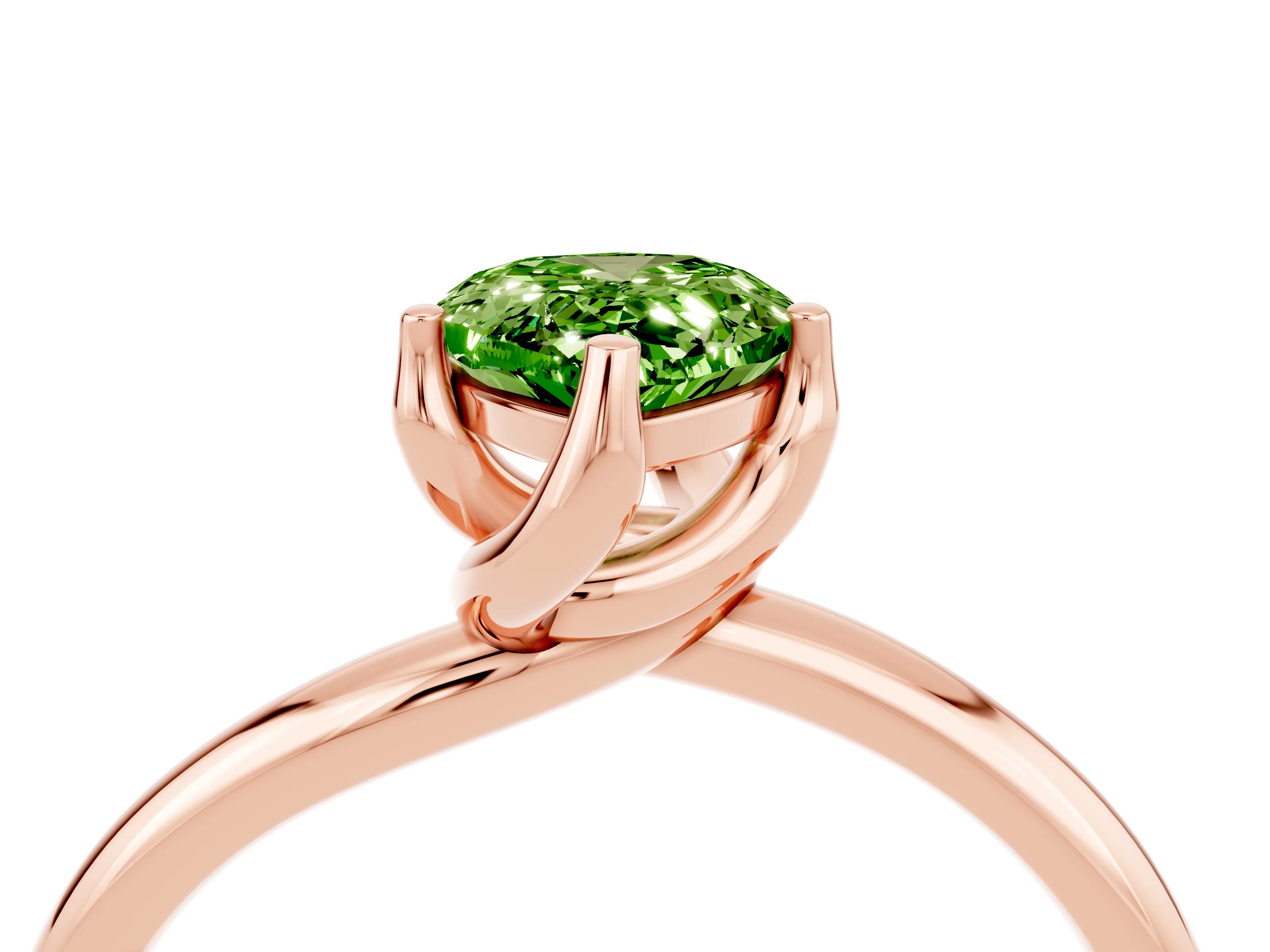 Rose gold Pear Cut Peridot Solitaire Engagement Ring with Four-Prong Setting and Classic Band_16