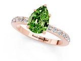 Rose gold Pear Cut Peridot Solitaire Engagement Ring with Pavé Band and Four-Prong Setting_1