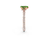 Rose gold Pear Cut Peridot Solitaire Engagement Ring with Pavé Band and Four-Prong Setting_2