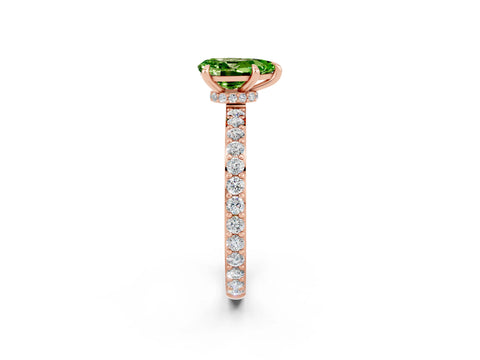 Rose gold Pear Cut Peridot Solitaire Engagement Ring with Pavé Band and Four-Prong Setting_2