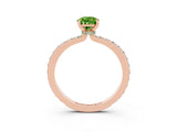 Rose gold Pear Cut Peridot Solitaire Engagement Ring with Pavé Band and Four-Prong Setting_3
