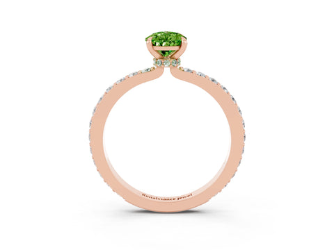 Rose gold Pear Cut Peridot Solitaire Engagement Ring with Pavé Band and Four-Prong Setting_3