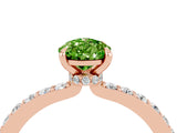 Rose gold Pear Cut Peridot Solitaire Engagement Ring with Pavé Band and Four-Prong Setting_4