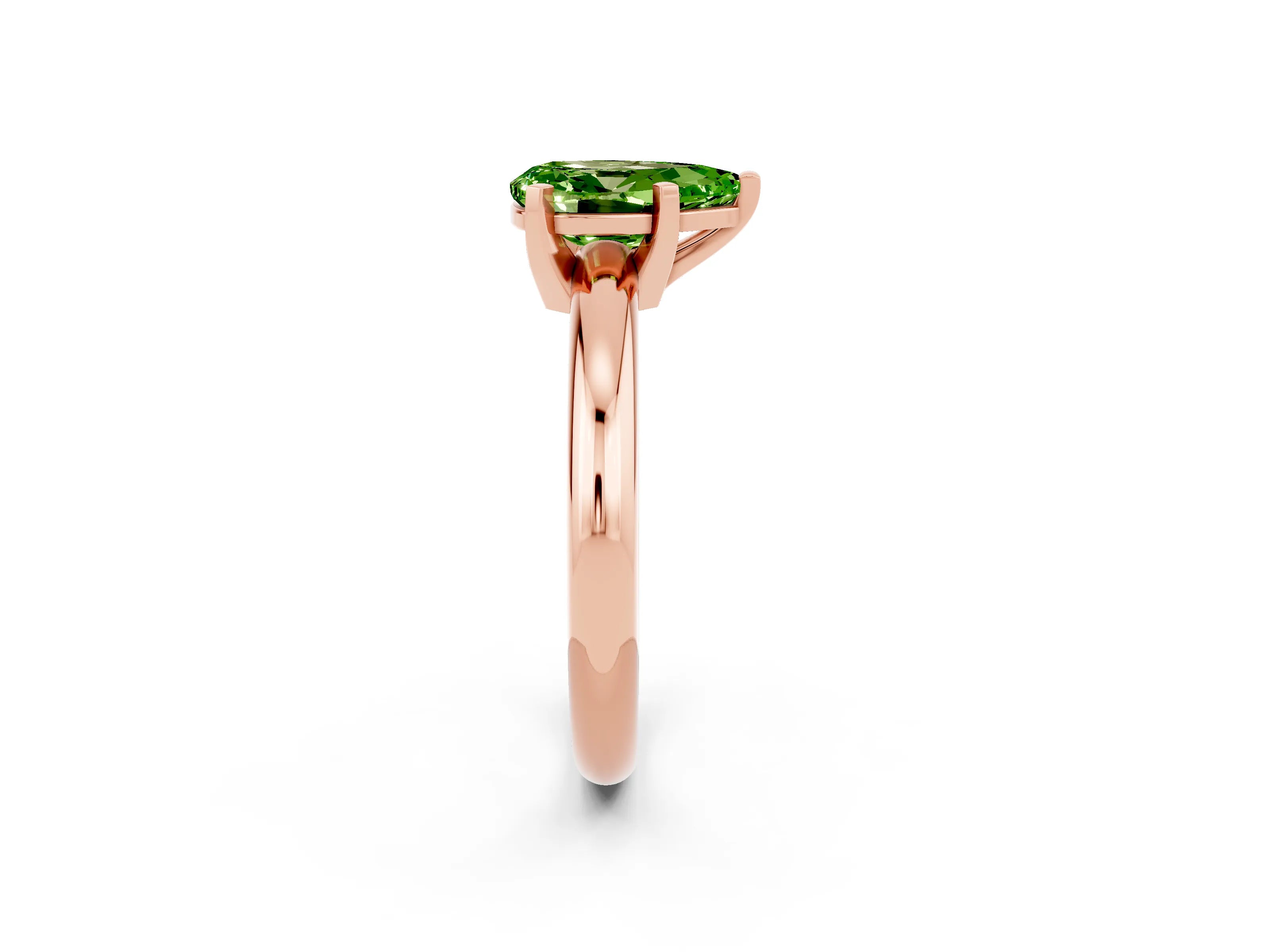 Rose gold Pear Cut Peridot Solitaire Engagement Ring with Round Band and Four-Prong Setting_2