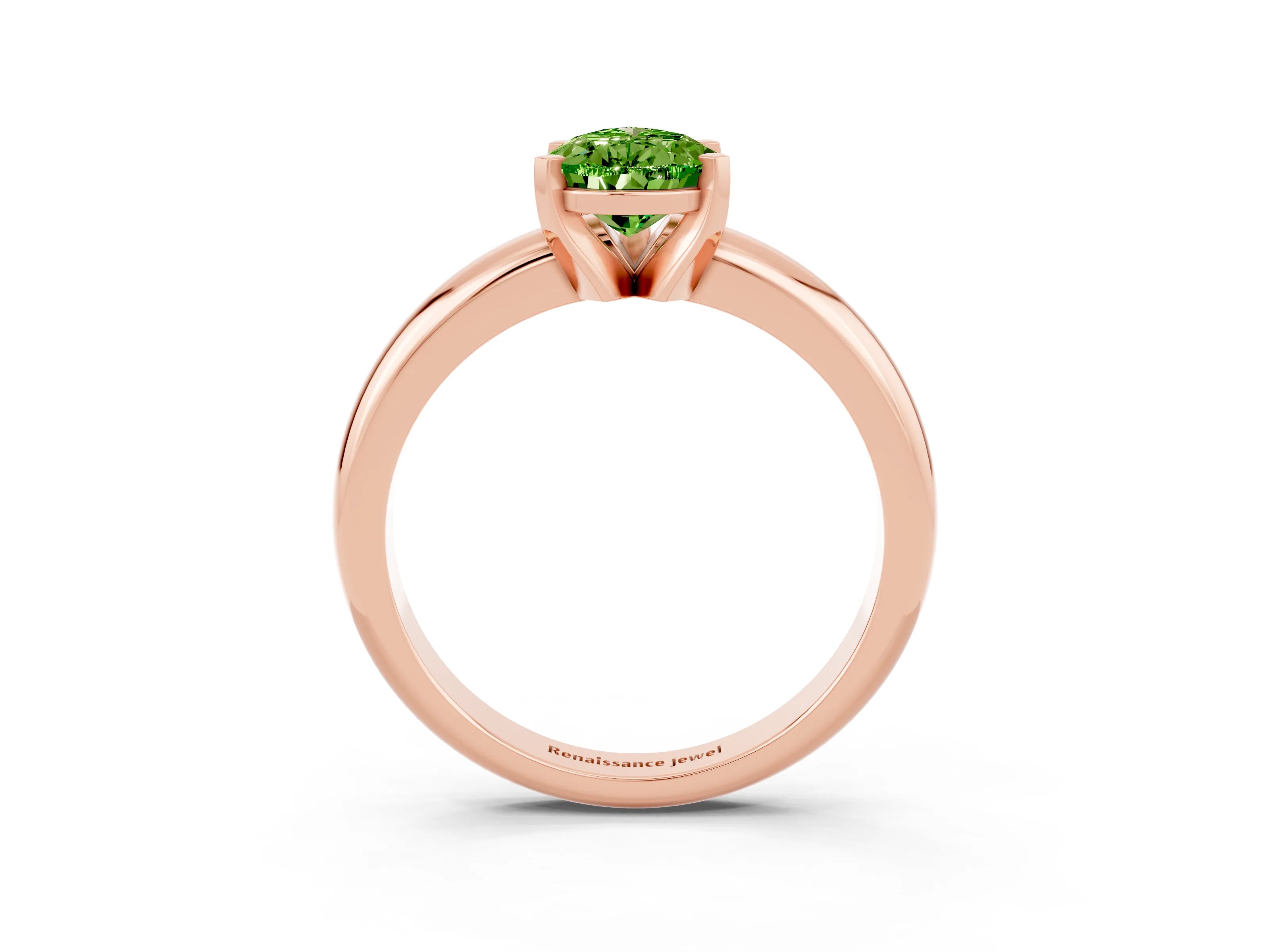 Rose gold Pear Cut Peridot Solitaire Engagement Ring with Round Band and Four-Prong Setting_3
