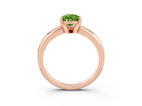Rose gold Pear Cut Peridot Solitaire Engagement Ring with Round Band and Four-Prong Setting_3
