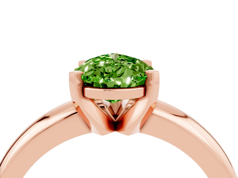 Rose gold Pear Cut Peridot Solitaire Engagement Ring with Round Band and Four-Prong Setting_4