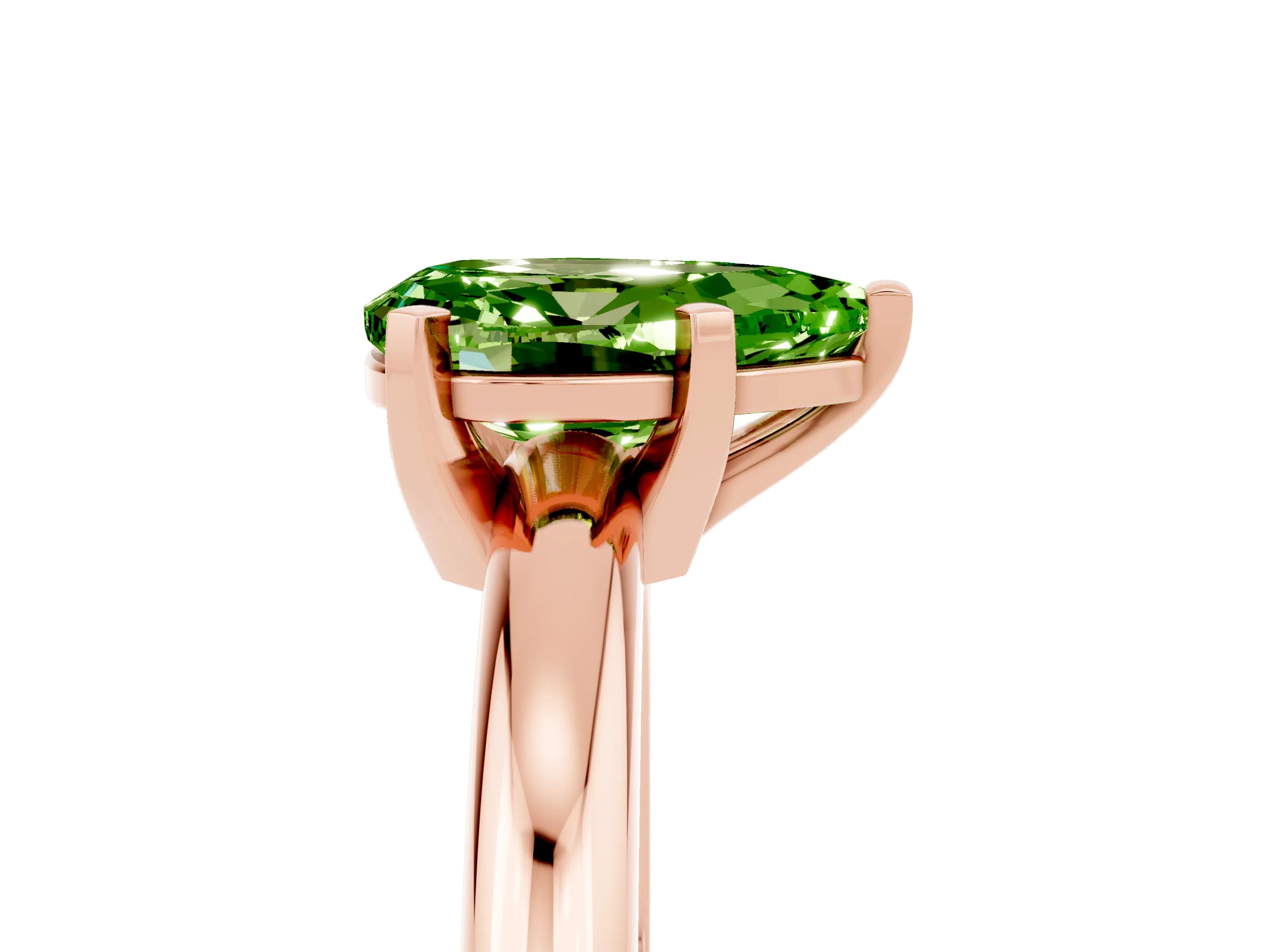 Rose gold Pear Cut Peridot Solitaire Engagement Ring with Round Band and Four-Prong Setting_5