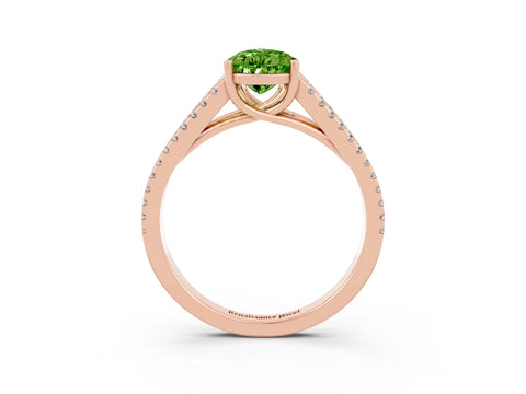 Rose gold Pear Cut Peridot Solitaire Engagement Ring with Split Shank Pavé Band_3