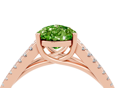 Rose gold Pear Cut Peridot Solitaire Engagement Ring with Split Shank Pavé Band_4