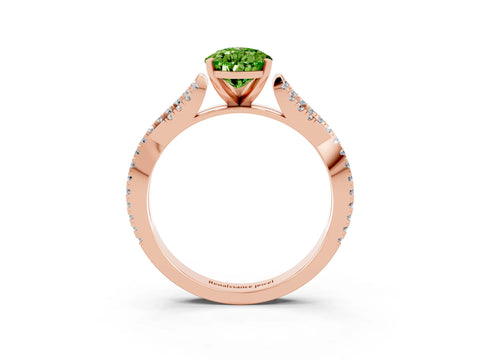 Rose gold Pear Cut Peridot Solitaire Engagement Ring with Twisted Pavé Band and Four-Prong Setting_3