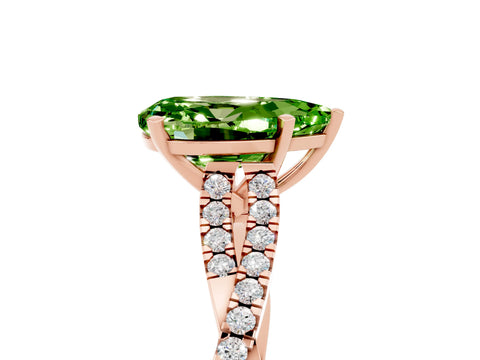 Rose gold Pear Cut Peridot Solitaire Engagement Ring with Twisted Pavé Band and Four-Prong Setting_5