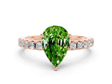 Rose gold Pear Cut Peridot Solitaire Pavé Band with Four-Prong Setting