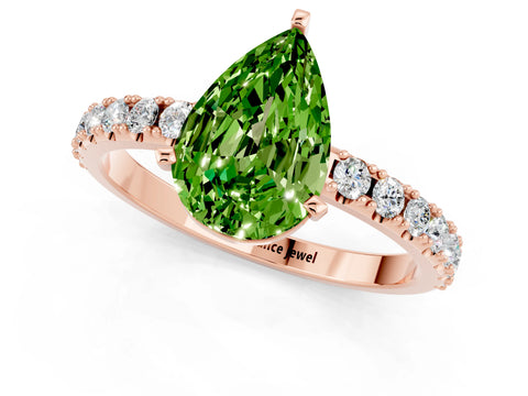 Rose gold Pear Cut Peridot Solitaire Pavé Band with Four-Prong Setting_1
