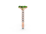 Rose gold Pear Cut Peridot Solitaire Pavé Band with Four-Prong Setting_2
