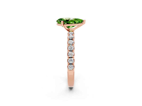 Rose gold Pear Cut Peridot Solitaire Pavé Band with Four-Prong Setting
